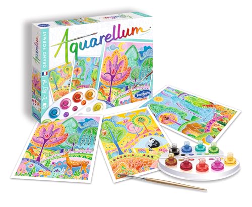SentoSphère- Aquarellum - Paysages Oniriques - Kit peinture aquarelle - Activité créative avec 3 tableaux 32,5 x 25 cm – 9 peintures incluses - 7 à 99...