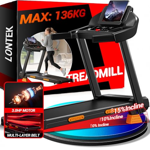 LONTEK Tapis Roulant Salvaspazio con Inclinazione 15%, Tapis Roulant Elettrico