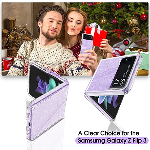 Yinlai Samsung Galaxy Z Flip 3 Case,Clear Glitter Transparent Bling Crystal Slim Women Girls Soft Tpu Rubber Drop-Resistant Protective Phone Cover For Samsung Galaxy Z Flip3 5G 6.7 Inch 2021,Clear #TOP7