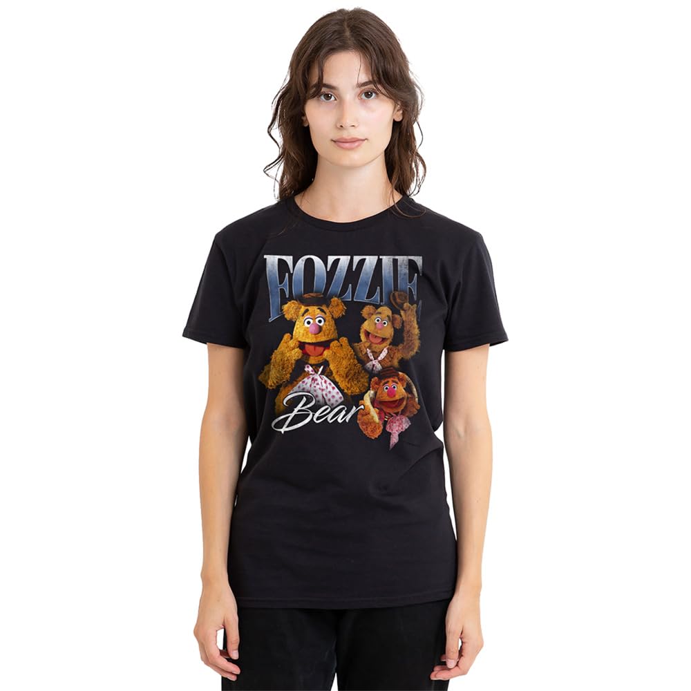 Muppets Disney The Fozzie Bear Homage Ladies T-Shirt, Black, Small
