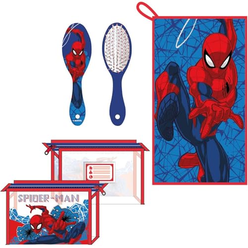 Neceser Aseo Viaje Accesorios Spiderman con Peine, Toalla y Bolsa...