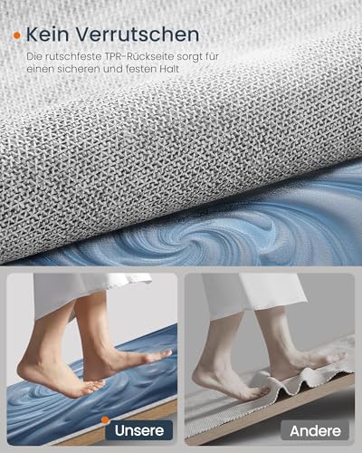 Tapis rond déco bleu marbre vortex antidérapant et super doux