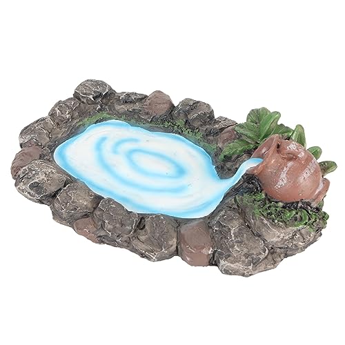 TOPINCN Mini Piscina D'acqua in Miniatura, Stagno in Pietra in Miniatura Dipinto a Mano, Piccolo Laghetto, Piccolo Giardino D'acqua, Piccola Piscina da Giardino per Accessori da