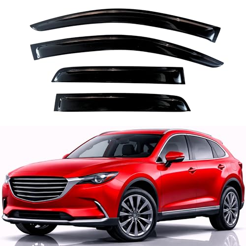 Image of KPY Rain Guards Fit for 2016-2023 Mazda CX-9, Out-Channel Window Visors Vent Wind Deflectors 4PC, Car Accessories for 16-23 Mazda CX9