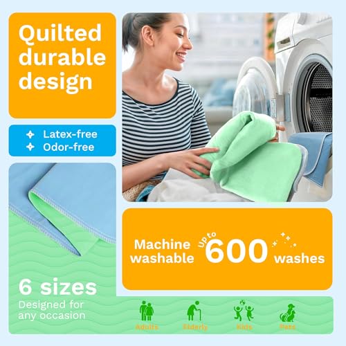 Image of GREEN LIFESTYLE Washable Underpads - Heavy Absorbency Reusable Bedwetting Incontinence Pads for Kids, Adults, Elderly, and Pets for Bed, Sofa, Couch, Floor (Pack of 20 - 34x36)