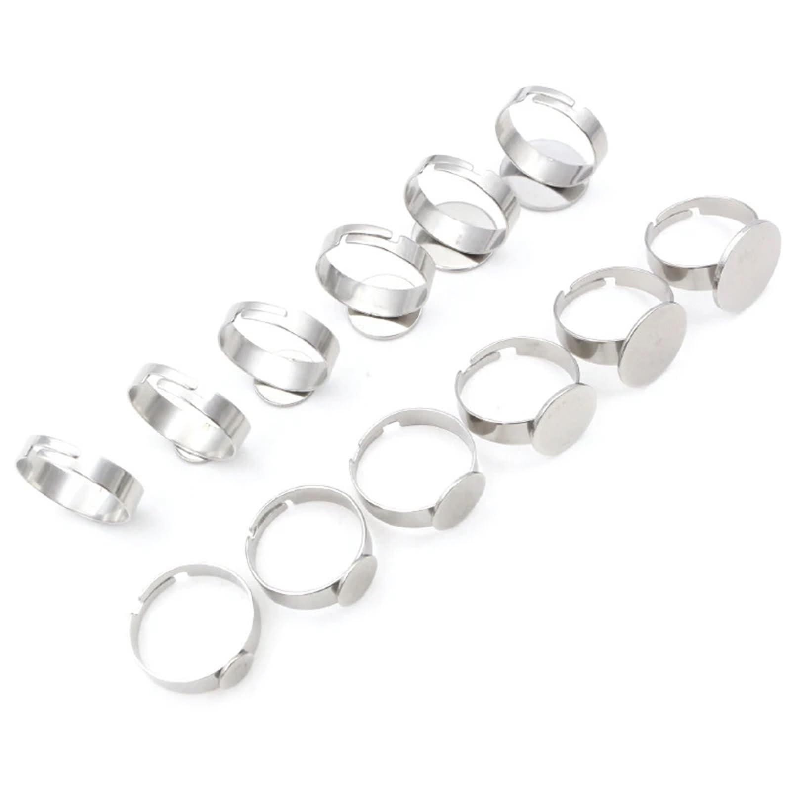 Montures pour bagues Vierges, Anneaux Vierges 50pcs 6-15mm Anneau réglable Multicolore en Acier Inoxydable for Cabine 8-15mm(Stainless Steel,14mm)