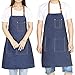 Apron with Pockets Dirt-resistant Durable Blue Denim Kitchen Cooking Drawing Garden Working Grilling Apron for Women Men, 31.5