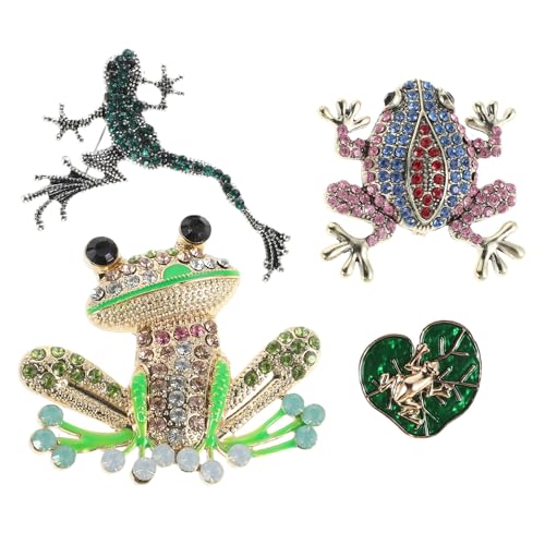 Broche de rana con gemas de imitación y accesorios ligeros para mujer