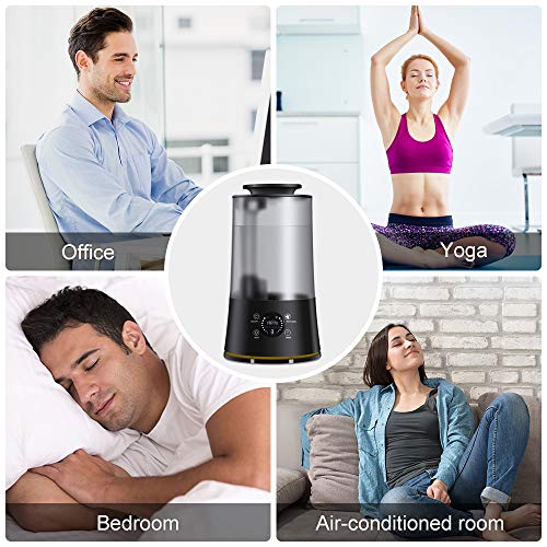 Yolife Top Fill Humidifiers Ultrasonic Cool Mist Humidifier for Bedroom Home Baby with Timer 3 Mist Levels Whisper Quiet Auto Shut Off 4L Large Open Water Tank Touch Screen with Remote