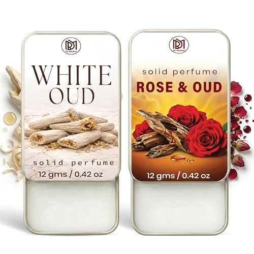 Image of Dr.Mashur Solid Perfume |Rose & Oud&White Oud Alcohol Free Wax Perfume Balm, Long Lasting | Pocket Tin 12g, Pack Of 2| Non Greasy Smooth Glide, Travel Friendly Unisex Gifts He Or Her
