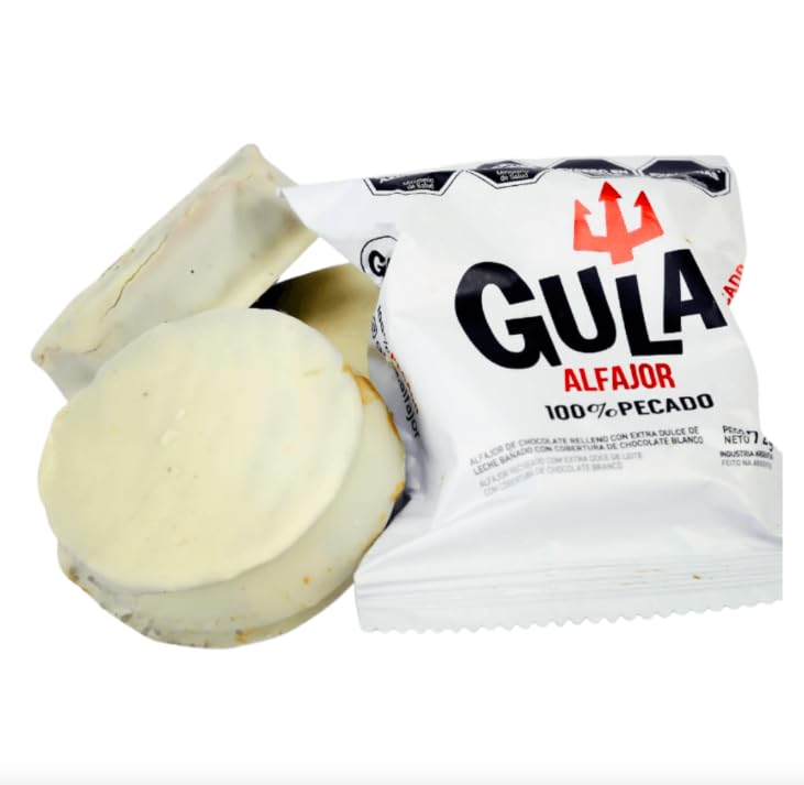 GULA Alfajor – Authentic Argentinian Chocolate Cookie Filled with Dulce de Leche – Premium Snack (72 gr | 0.16lb) (Pack x12, B&W Chocolate)