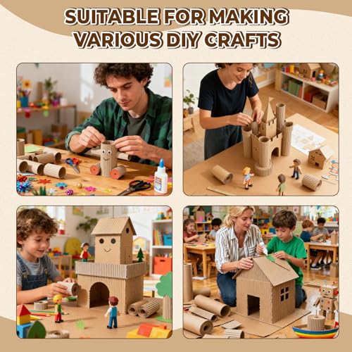 Image of MotiMind Corrugated Cardboard Roll, 24 x 400 Inch Single Face Cushioned