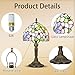 Ppbmocw Small Tiffany Table Lamp, 3 Color Temperature, 8 Inch Antique Stained Glass Lamp for Bedroom Living Room Home, Handcrafted Light, Included Bulb (F Four Leaf Flower)