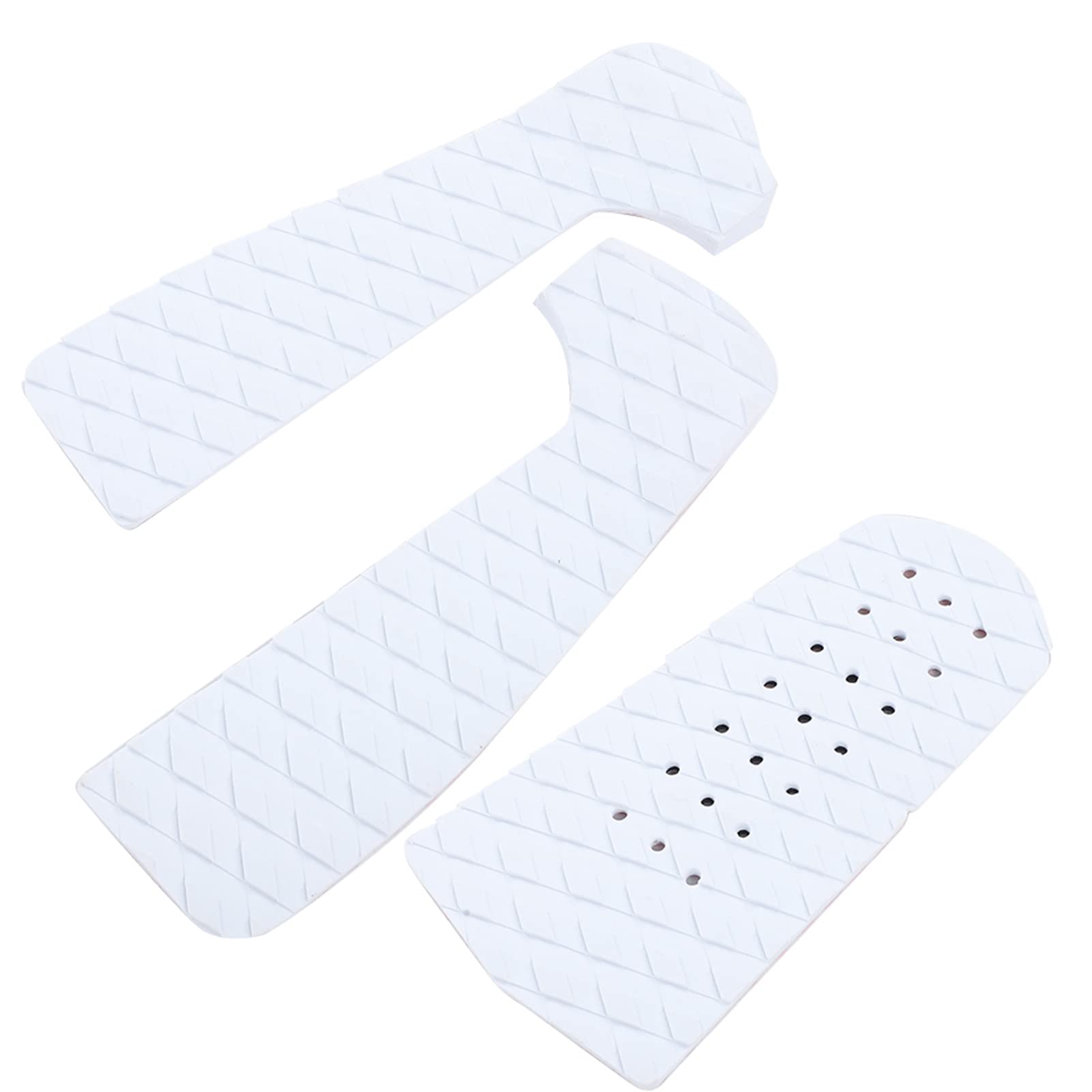 Traction Mat, EcoFriendly EVA Foam Surfboard Traction Pad, for Surf Shortboards, Longboards, Skimboard (Three-piece white perforated)