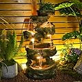 Sunlinua 40" H Outdoor Water Fountain with 5 Tiers Large Cascading Realistic Tree Trunk Waterfall Fountains with LED Lights Outdoor Water Fountain for Garden Patio Backyard Porch Home Decor