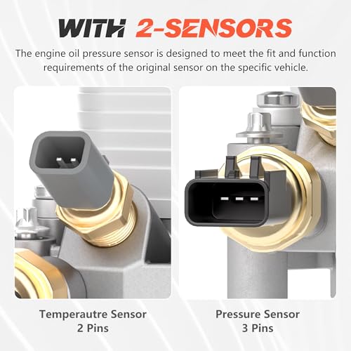 Image of Aluminum Engine Oil Filter Housing With Oil Cooler Filter and Sensor Fit for 2017 2018 Dodge Journey Charger Challenger Durango Avenger Wrangler Grand Cherokee 200 300 Town Country