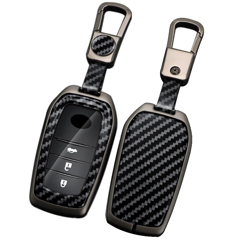 Key Fob Cover for Toyota, Carbon Fiber Texture Key Fob Case for 2025 Camry, 2021-2025 Venza, Grand Highlander Hilux, Fortuner, 2022-2025 Tundra Tacoma