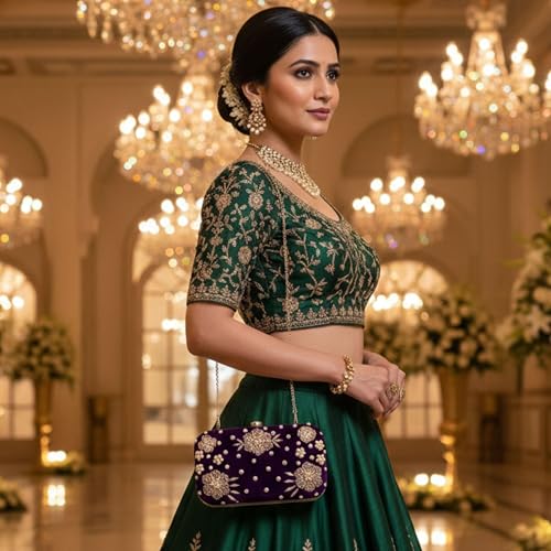 Image of RABIYA Clutch Purse for Women Formal Dressy Evening Clutches Handbags for Wedding Elegance Charm Premium Elegance Clutch Bag with Detachable Chain Handal | Gift for Women | Clutch for Women