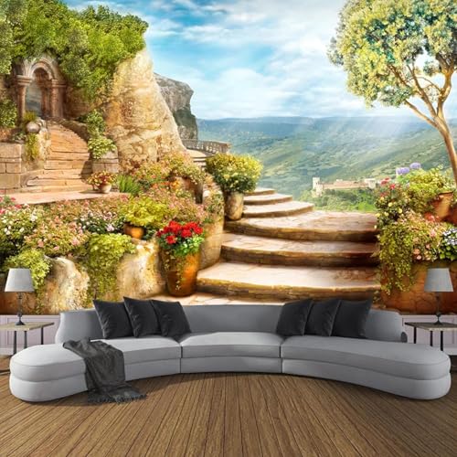 MIXUEXUNLU Papel pintado con foto 3d jardín europeo naturaleza paisaje mural dormitorio sala de estar TV Fondo pared apartamento decoración del hogar