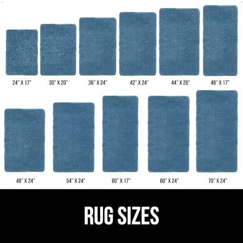 Image of GORILLA GRIP Bath Rug Mat 70x24, Thick Soft Absorbent Chenille, Quick Dry Microfiber Mats, Rubber Backing Washable Shower Floor Rugs, Bathmat Runner, US Designed Bathroom Home Decor Accessories Blue