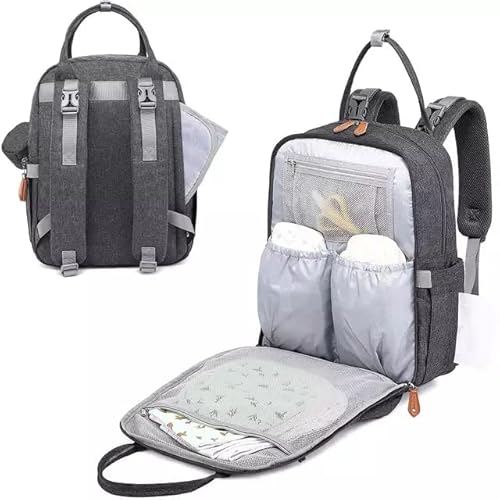 Kiduz Diaper Bag Backpack, Multifunction Waterproof Travel Back Pack With Changing Pad & Stroller Straps & Pacifier Case, Unisex And Stylish (Dark Gray) #TOP6
