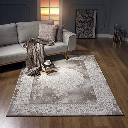 SANAT Teppiche für Wohnzimmer - Teppich Beige, Kurzflor Teppich Orientalisch, Öko-Tex 100 Zertifiziert, Größe: 160x220… – Bild 3