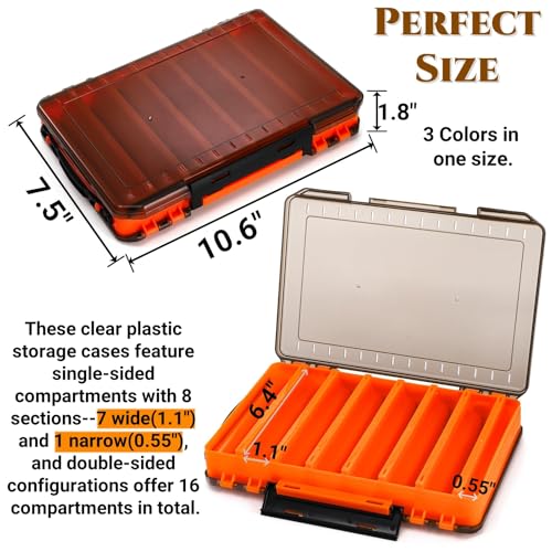 image for Noamus 3 Pack Double Sided Fishing Lure Boxes, 14 Compartments Fishing
