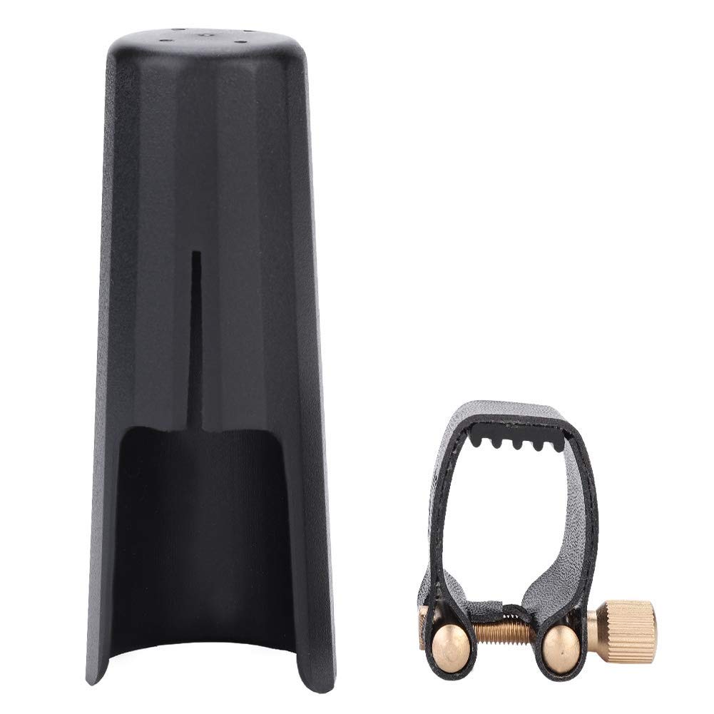 Tenorsaxophon Ligatur, 1,38x1,38 Zoll Tenor Saxophon Ligatur Clip Verschluss mit 3,86x1,5 Zoll Mundstück Kappe, PU Leder Altsaxophon Ligaturklammer Blattschraubenbefestigung Tenorsaxophon Mundstück