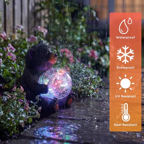 Solar Bear Garden Statue with Glowing Orb - Use Code OXRDRBDM