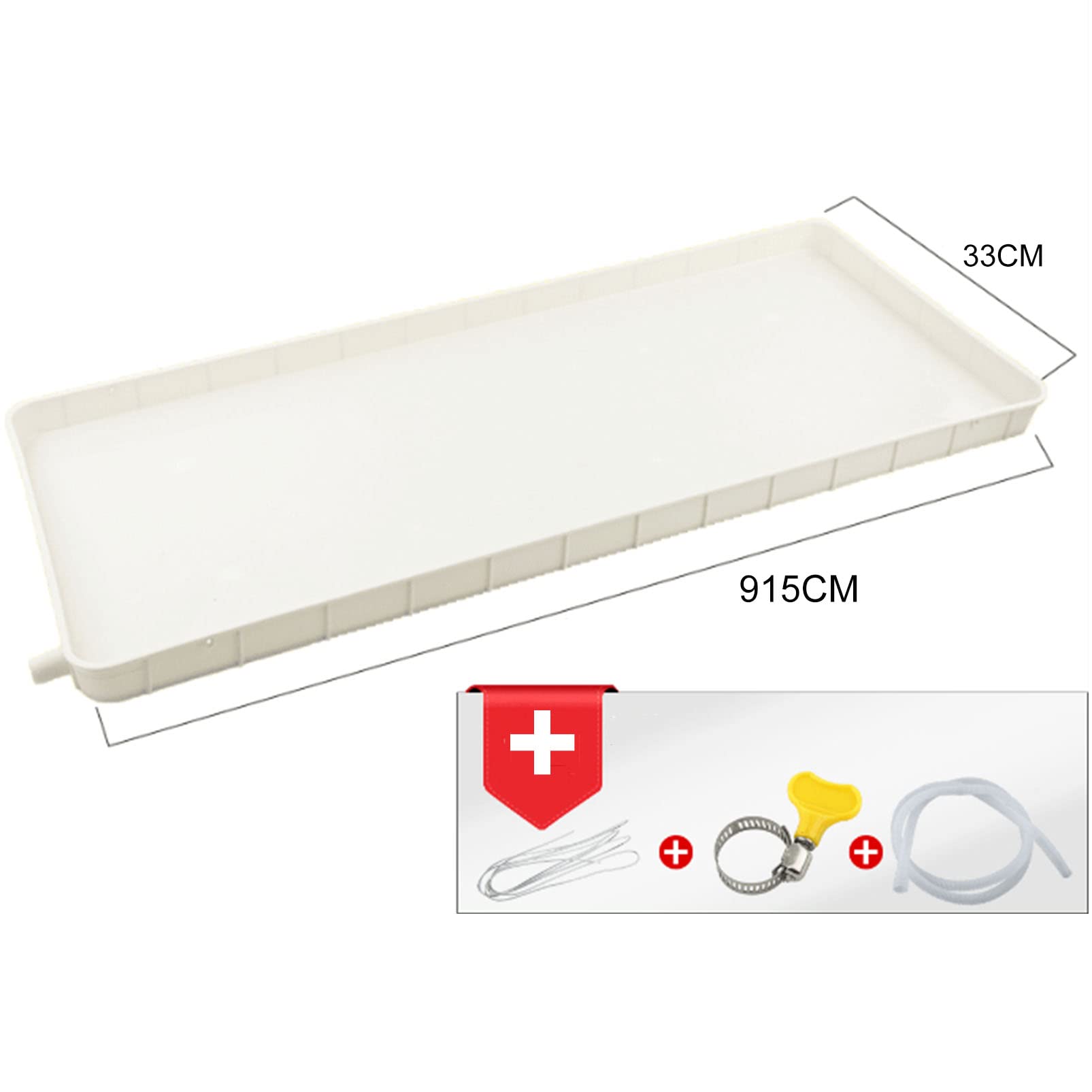 PATIKIL Vassoio Di Gocciolamento Per Condizionatore 71x24 Cm, In Metallo Zincato Con Foro Di Scarico E Tubo, Per Unità Interne/esterne
