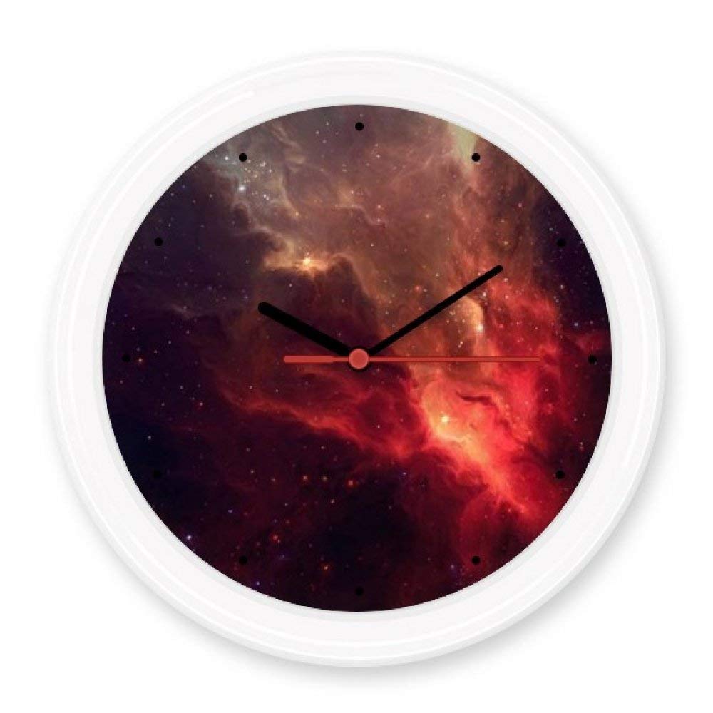 Horloge murale non-ticking rouge brillant grand format déco univers et astronomie