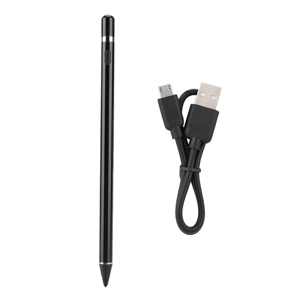 Sxhlseller Penna Capacitiva Attiva per Dispositivi e Tablet, Pennino in Metallo Ad Alta Precisione da 1,45 Mm con Batteria Ricaricabile e Autonomia di 10 Ore, Nera (BLACK)