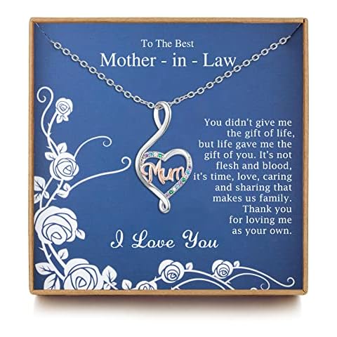 Vanjewnol Mother in Law Gifts from Daughter in Law Mother of The Groom Gifts Mothers Day Birthday Gifts for Mum New Mum Gifts Infinity Heart Silver Necklaces for Women N11B Cover