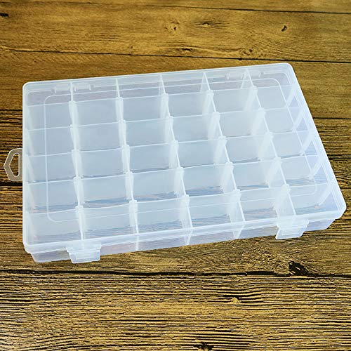 althiqahkey Adjustable Divider Removable 36 Grid Plastic Organizer Storage Box (Clear,27.5x17.5x4.5cm) 4 Pieces