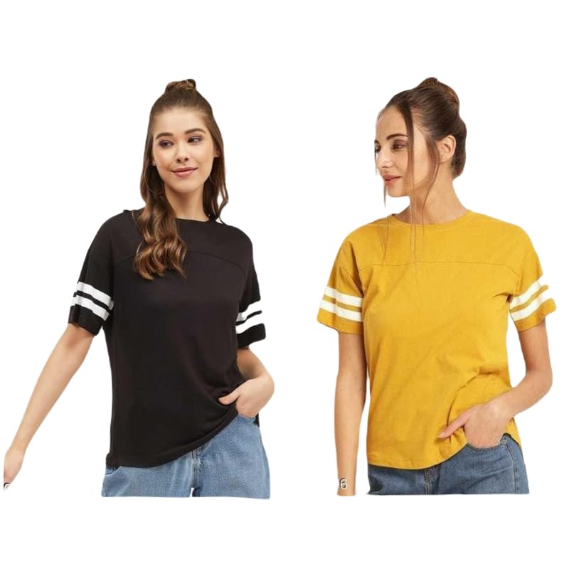 Image of BEYOND BLISS Cotton Blend Casual Regular Fit Colorblocked Top for Women and Girls
