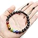 Jovivi 1pc 7 Chakra Healing Crystal Bracelet Lava Stone Diffuser Bracelet for Meditaion,Crystal Healing