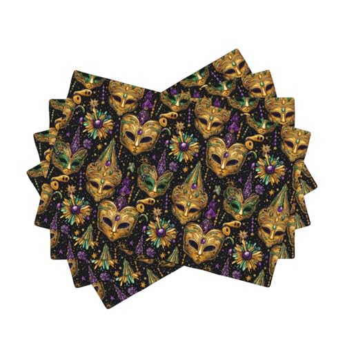 Set de table double résistant chaleur motif mascarade doré lot 4 - 2