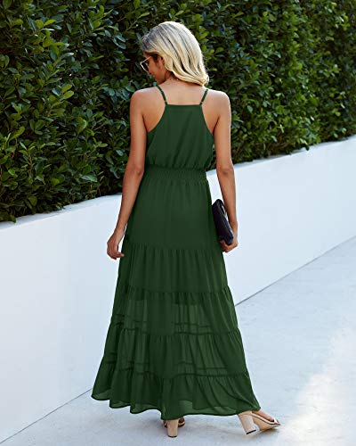 Image of PRETTYGARDEN Women's 2026 Summer Maxi Dress Spaghetti Strap Sleeveless High Waist Beach Vacation Long Sundresses
