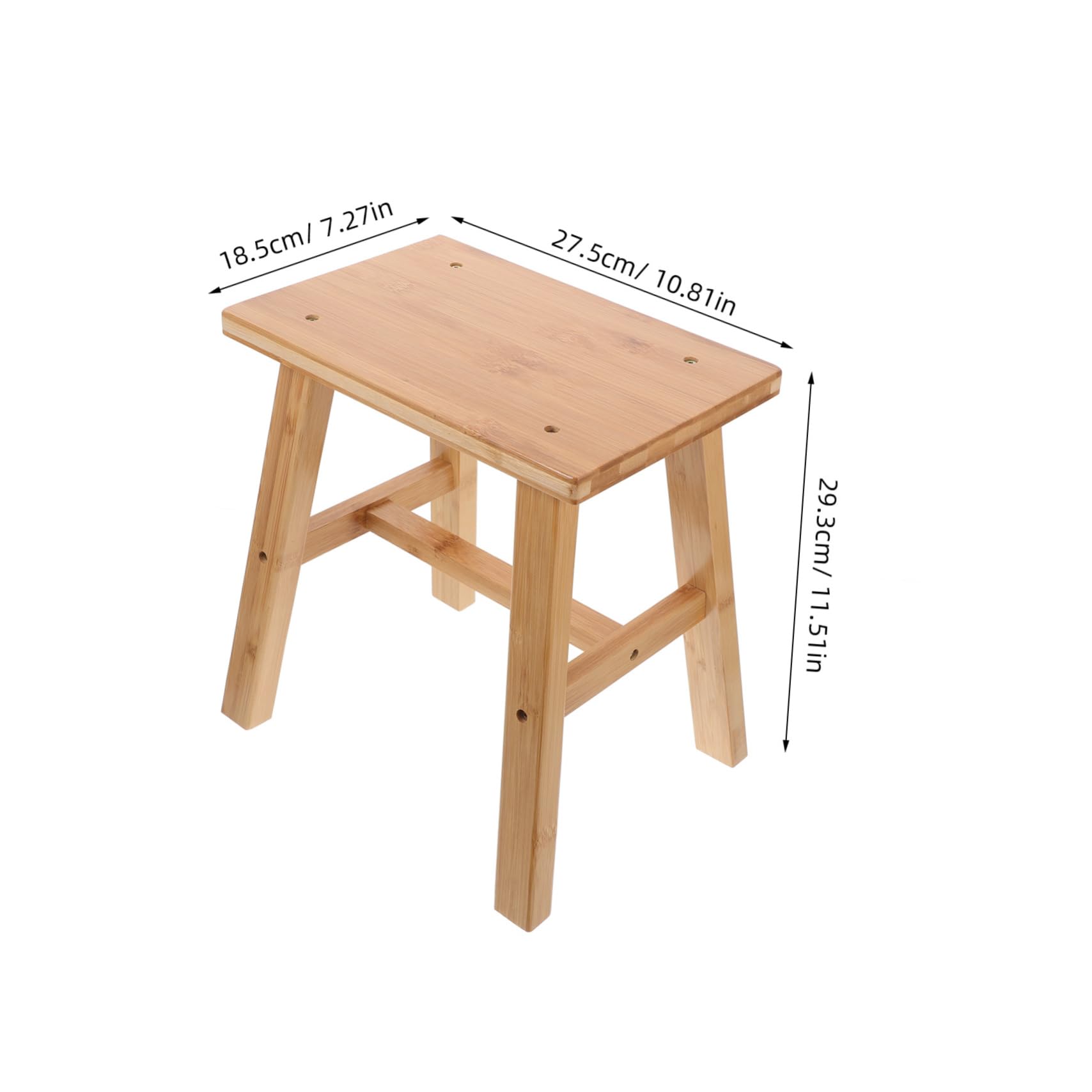 Taburete de Madera de Bambú Mediano, Banco Pequeño de Reposapiés Natural, Taburete Multifuncional Ligero, para Adultos, Adecuado para Cambio de Zapatos y Uso en Hogar