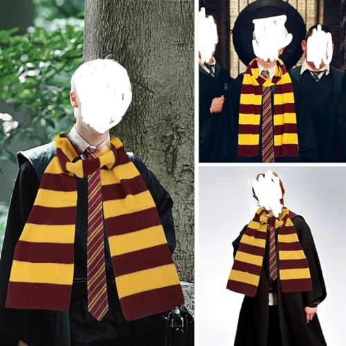 Fancyku Store Fancyku Gryffindor Knit Striped Scarf, Yellow Wizard - Image 4