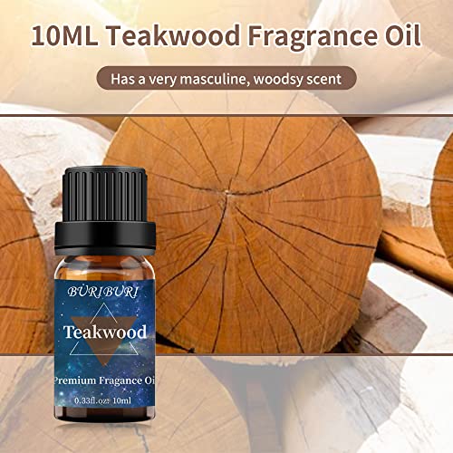 Buriburi Teakwood Fragrance Oil Aromatherapy Essential Oil 10Ml For Diffuser, Soap Making Candle Making (Teakwood) #TOP1