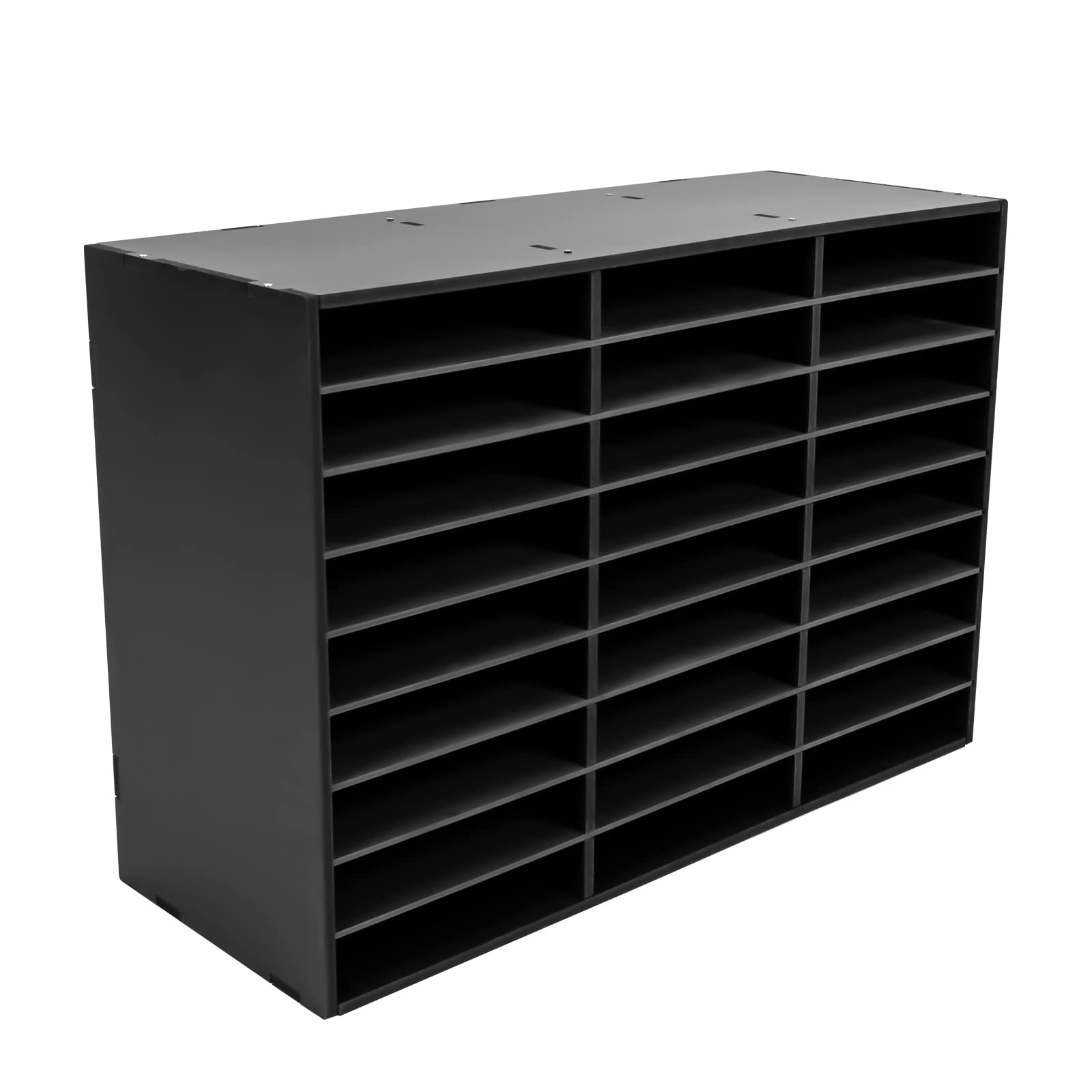 YUMINOB Literature Organizer, 27 Slots File & Contracts Organizer Cabinet with Anti-Slip Pads Strong Bearing Capacity (110.2lbs) Paper Organization Storage Mail Organizers for Office, School (Black)