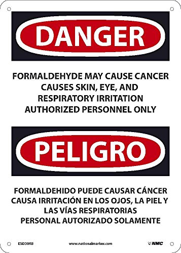 Panneau formaldéhyde danger NMC ESD30RB pour prévenir les risques de cancer et lésions