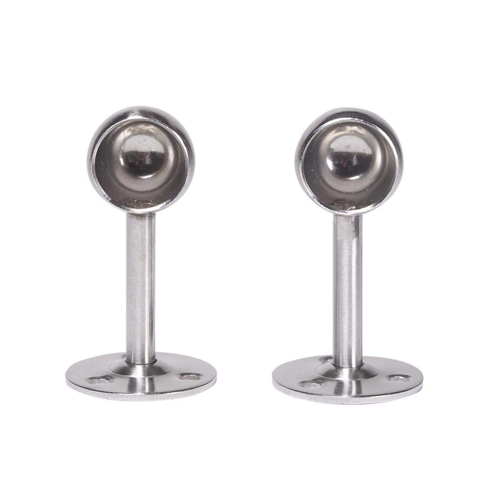 Mromax Silver Wardrobe Pipe Bracket, 0.87Inch Dia, Ceiling Mounted Rail Rod Support Socket Tone 2Pcs