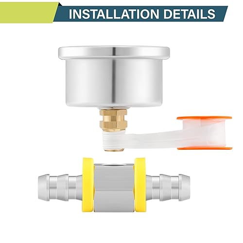 Miniatura 17 de MEASUREMAN - Manómetro de presión de combustible, 0 a 15 psi, acero inoxidable, relleno de glicerina, esfera negra de 1.5 pulgadas, adaptador en T