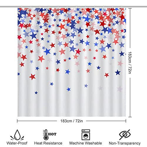 Yoette 4Th Of July Star Shower Curtain For Bathroom With Hooks Bathtubs Patriotic Decor President's Day Fourth Of July Happy Independence Day Memorial Veterans Day Shower Curtains 72" X 72" #TOP2
