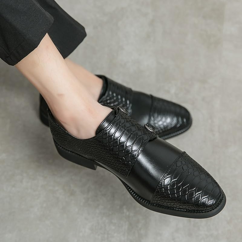 Men's Pointed Toe Loafers Slip On Dress Shoes Classic Fashion Crocodile Pattern Men Moccasins Shoes Luxury Wedding Party Shoes2