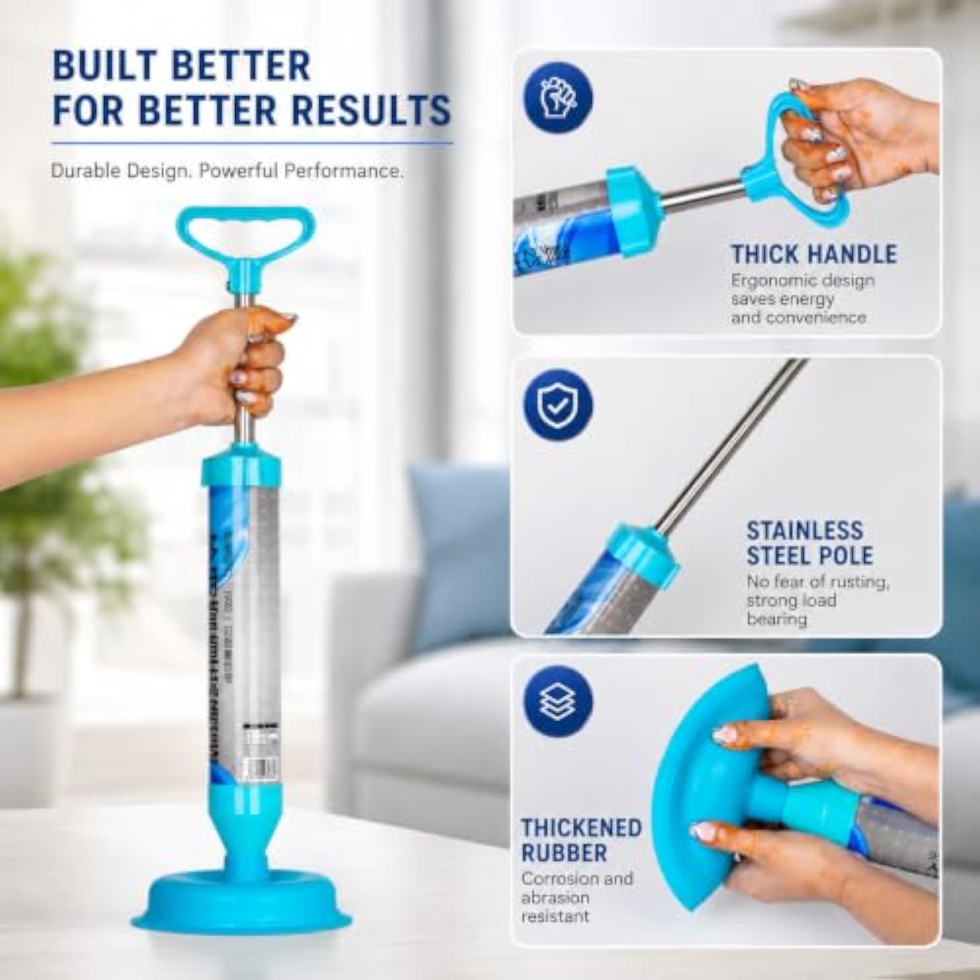 High-Pressure Toilet Cleaner Plunger, Quick Clog Removal