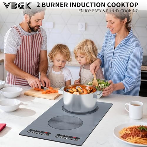 Image of VBGK induction cooktop,110V 2300W double burner hot plate with LED touch control, 9 Power Levels, Kids Lock & Timer, OverheatProtection,2 burner induction cooktop