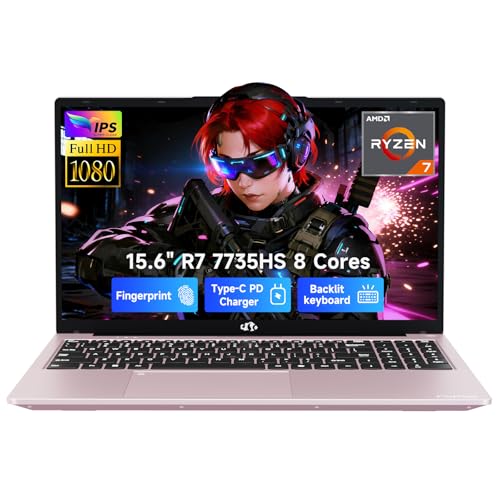 Image of NIMO 15.6 inch IPS FHD Gaming Laptop, AMD 8 Cores Ryzen 7 7735HS (Beats i7-12650H, Up to 4.75GHz) 16GB DDR5 RAM 512GB SSD Computer with Radeon 680M 100W Type-C HDMI Portable for Business and Student